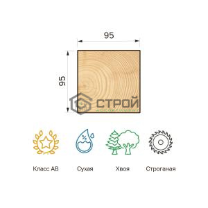 Брус строганый сухой лиственница 140х190х6000 класс АВ